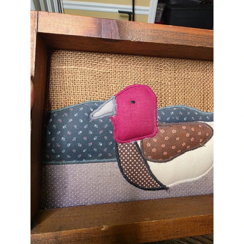 VINTAGE‎ Handmade Quilted Hanging Wall Decor Art 8 X 12 Duck Goose Quilt Pic